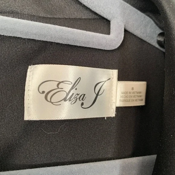 Eliza J Black Tuxedo Jumpsuit Sheer Mesh Long Sleeve Shawl Collar Womens 8 - Picture 5 of 11